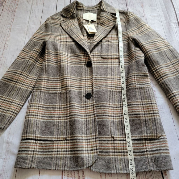 Maje Garion Plaid Wool Blend Blazer Nuetral Collared Women's 36 NWT - Picture 4 of 6